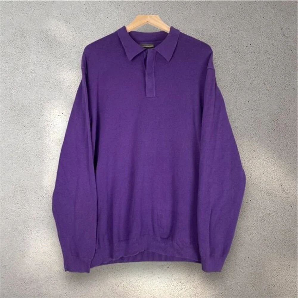 Banana Republic Purple Knit Polo Sweater Men’s XL Vintage Y2K Minimal Classic